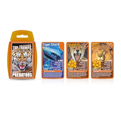 Top Trumps Deadliest Predators Klassisches Kartenspiel, erfahren Sie Fakten über den Weißen Hai, Komododrachen und die Königskobra in diesem pädagogischen Paket, Geschenk und Spielzeug für Jungen und von Top Trumps