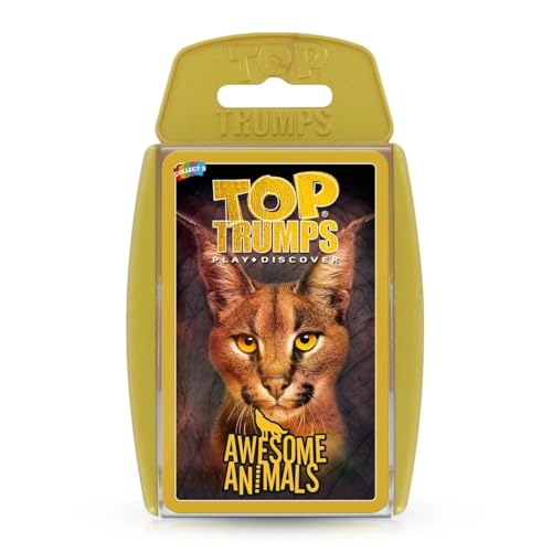 Top Trumps Awesome Animals Classics Kartenspiel, Finden Sie heraus, wie süß der Schneeleopard ist und wie groß das Schwarze Nashorn ist, pädagogisches Kartenspiel für 2 Spieler und mehr als 6 Jahre. von Top Trumps