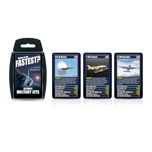 Top Trumps Ultimate Military Jets Classics Kartenspiel, erfahren Sie Fakten über den Dassault Rafale und den E-3 Sentry in diesem pädagogischen Spiel, für mehr als 2 Spieler ist EIN tolles Geschenk von Top Trumps