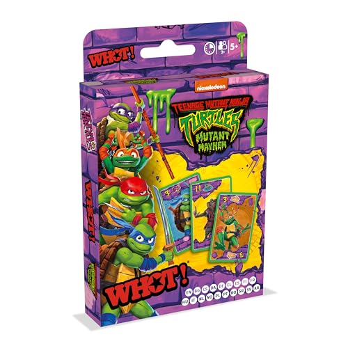 Waddingtons Number 1 Teenage Mutant Ninja Turtles WHOT!, Kartenspiel, abwechselnd passende Formen, Zahlen und Charaktere einschließlich Raph Donnie und Mikey Tolles Geschenk und Spielzeug für Jungen von Top Trumps