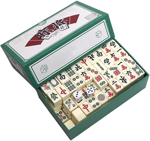 TopBine Mahjong Fliesen Set, Mini Mahjong Spiel mit 144 Mahjong Steinen TraditionellesChinesisches Majong Spiel Reise Mahjong Set Tragbarer Mahjong Brettspiel Set für Freizeit Reisen Party von TopBine