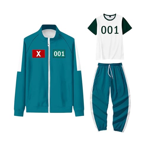 Topassion 𝙎𝙦𝙪ἰ𝙙 𝑮𝙖𝙢𝐞 Spiel Staffel 2 Kostüm Unisex Cosplay Anzug Set,𝙎𝙦𝙪ἰ𝙙 𝑮𝙖𝙢𝐞 Costume Merch,Number Spielkostüm,Zubehör Maskerade Party Requisiten,Karneval(Royal Blue,3XL) von Topassion