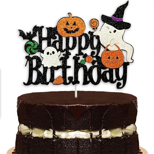 Tortenaufsatz für Halloween-Geburtstag, Kürbisgeist, Süßigkeiten-Kuchendekoration, Halloween-Themen-Geburtstagsparty-Zubehör für Jungen und Mädchen, Geburtstagsdekoration von Topfunyy