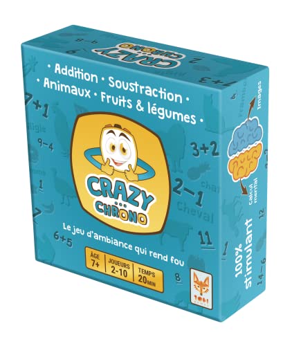 TOPI GAMES - Crazy Chrono Tiere und Früchte – Gesellschaftsspiel – ab 7 Jahren – 2 bis 10 Spieler – CC1-MI-849001 – Französische Version, Mehrfarbig von Topi Games