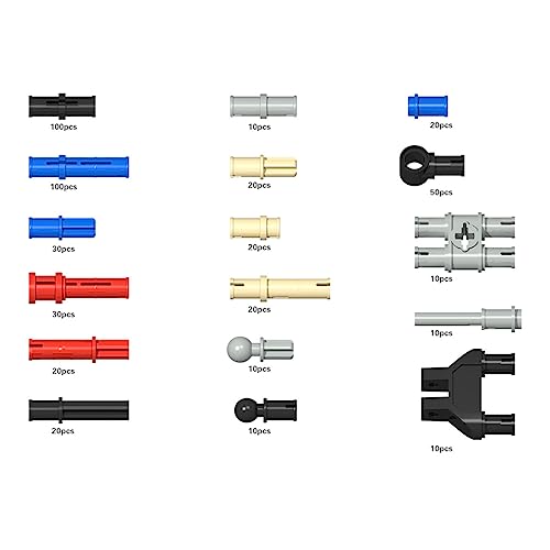 Topica Technik Ersatzteile Set, 490 Teile Technik Verbinder Verriegelungsstifte MOC Klemmbausteine Teile Zubehör Set von Topica