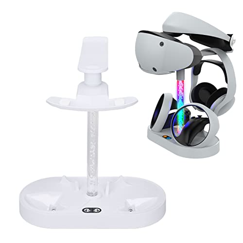 Topiky Magnetische Ladestation für VR2 Vontroller und für PS5-Konsole, RGB-USB-Schnellladestation mit Headset-Halterung, PS VR2 Sense-Ladestation mit 4 Magnetischen Saugnäpfen von Topiky