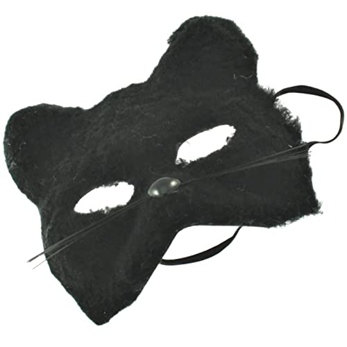 Topkids Accessories Pelzige Katzenmaske Halbgesichtsmaske Halloween Masken Verkleidung Augenmaske Schwarz Pelzkatze Maske Cosplay Karneval Maske Tiermaske für Damen Herren Erwachsene Paare (Schwarz) von Topkids Accessories