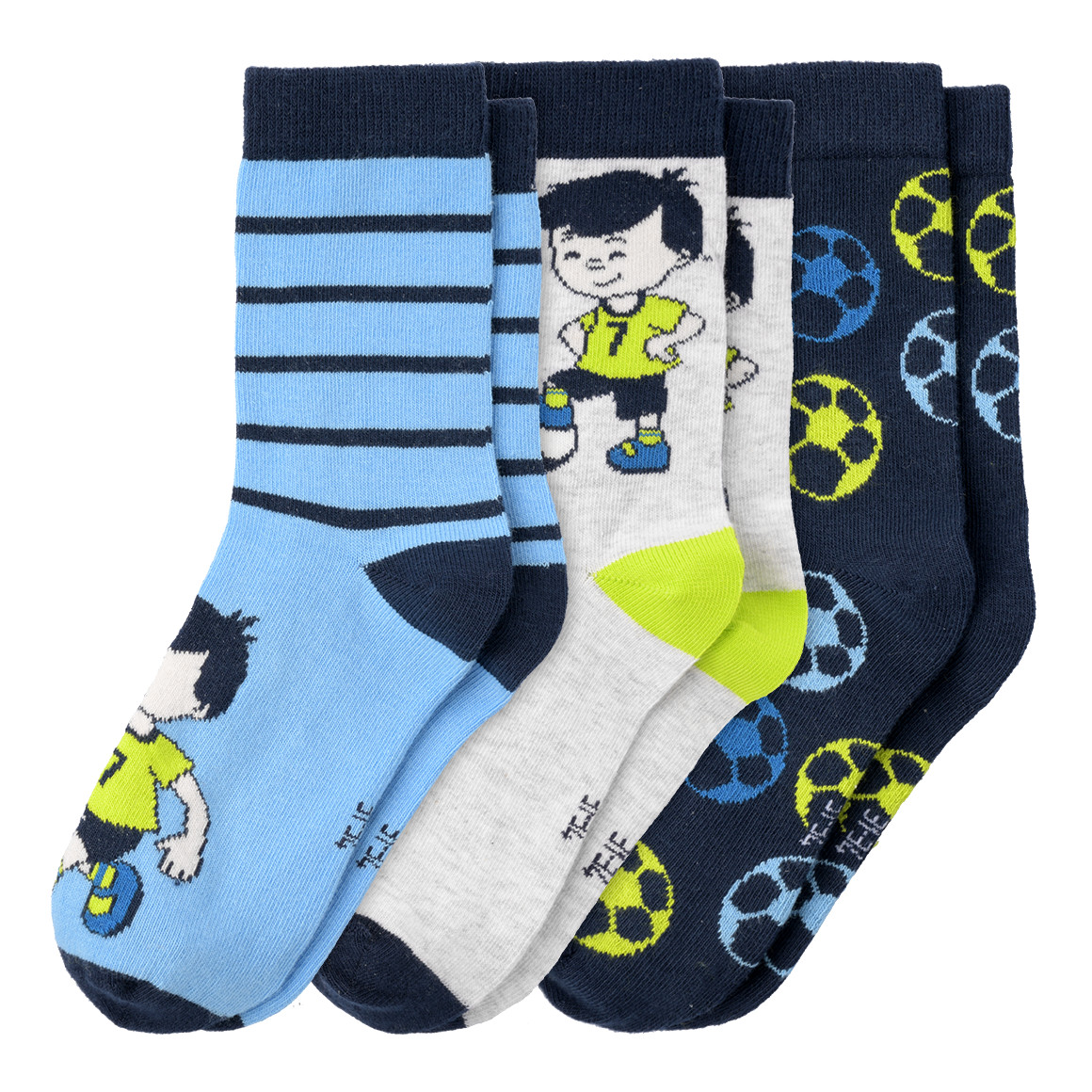 3 Paar Jungen Socken mit Fußball-Motiven von Topolino
