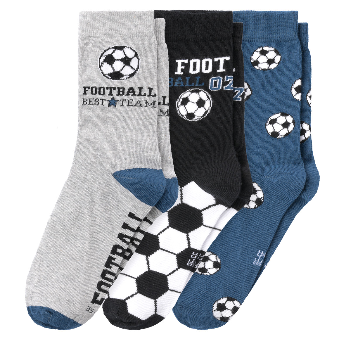 3 Paar Jungen Socken mit Fußball-Motiven von Topolino