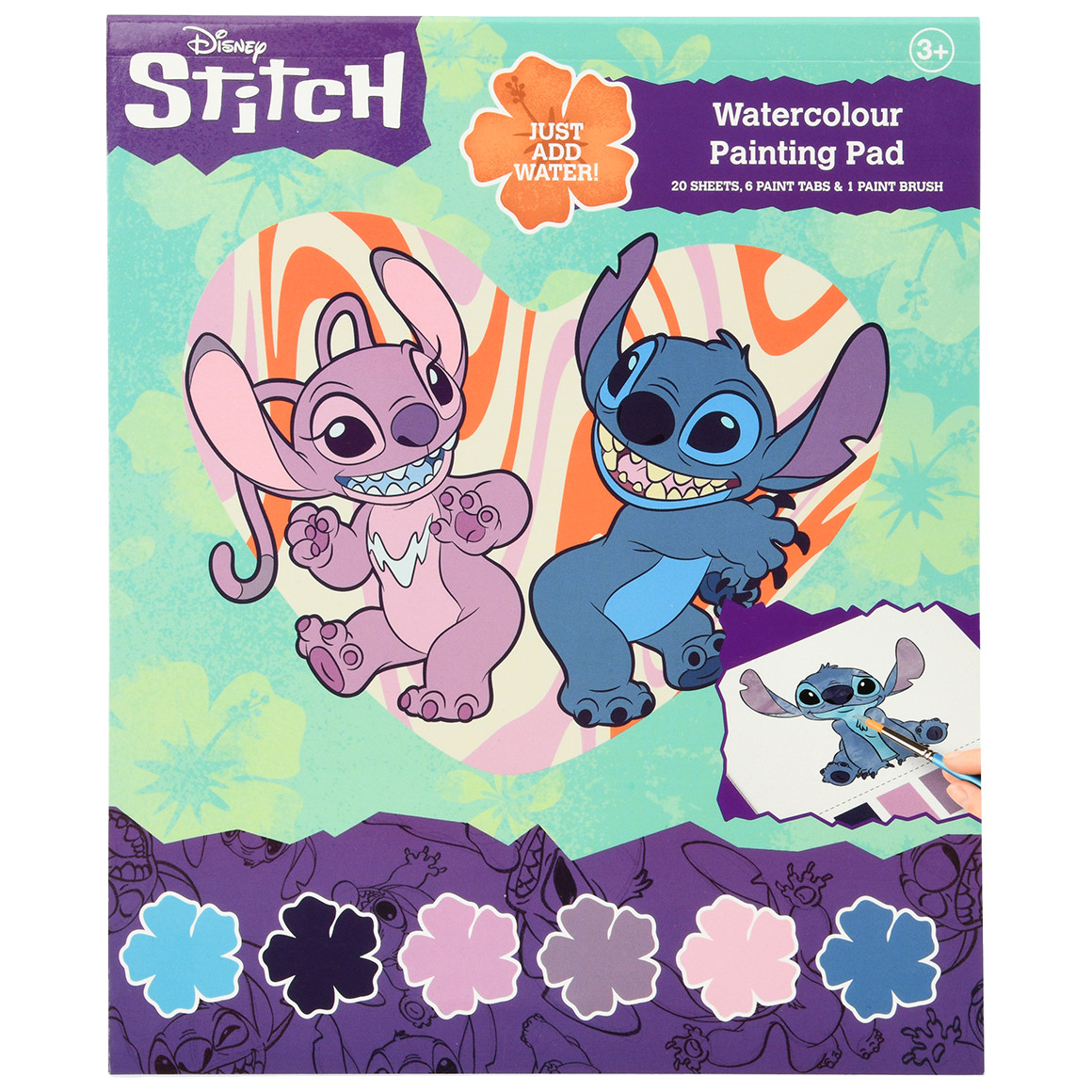 Disney Stitch Malblock mit Wasserfarben von Topolino