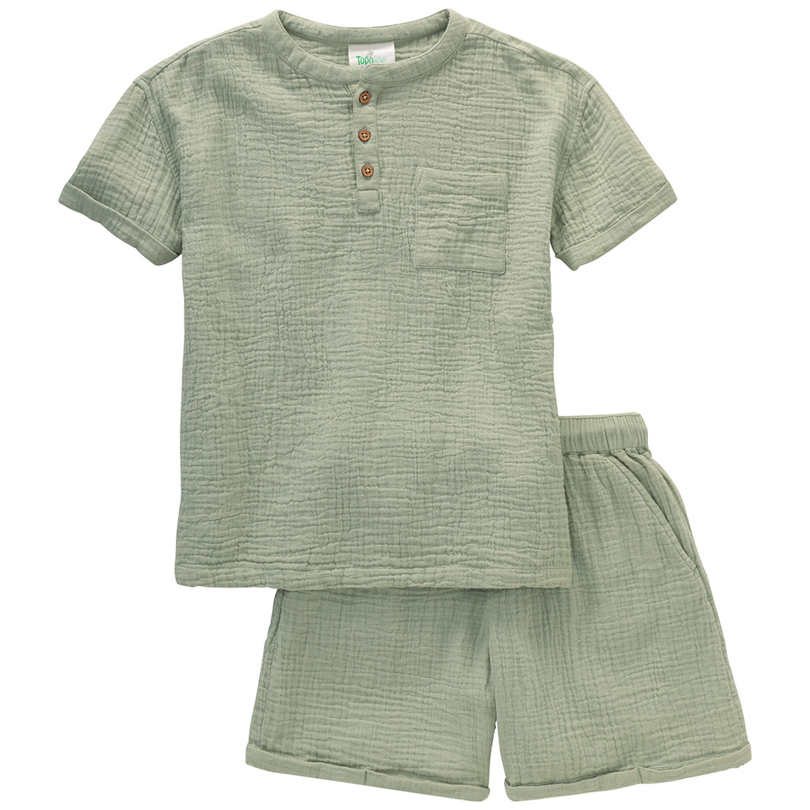 Jungen T-Shirt und Shorts aus Musselin Jungen T-Shirt und Shorts aus Musselin von Topolino