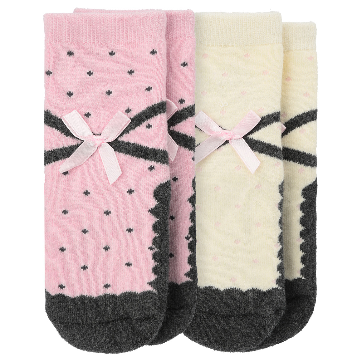 2 Paar Baby Frottee-Socken mit Zierschleife von Topomini