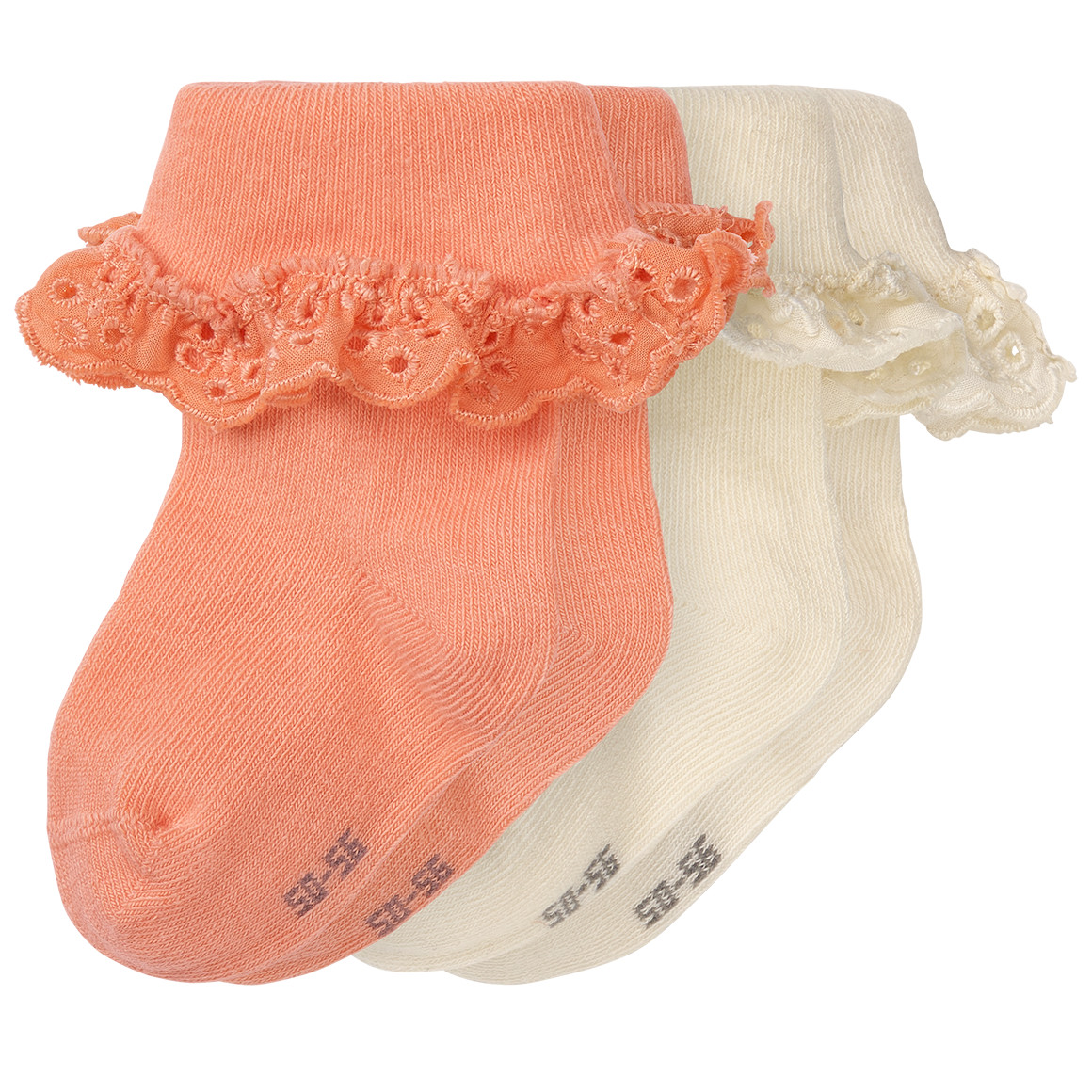 2 Paar Newborn Socken mit Lochspitze von Topomini