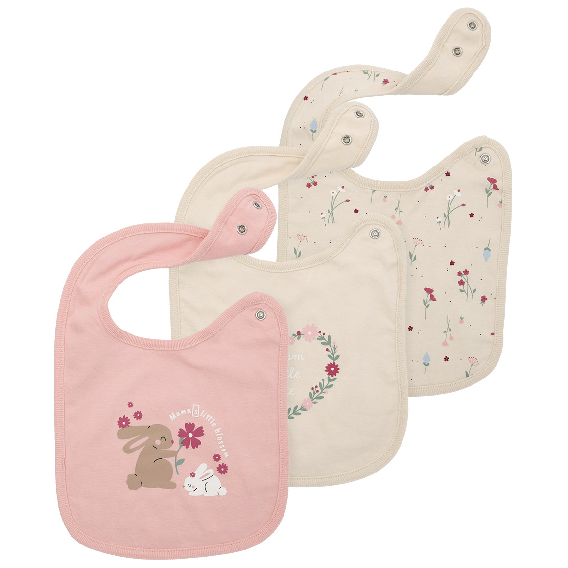 3 Baby Lätzchen mit Blumen-Motiven 3 Baby Lätzchen mit Blumen-Motiven von Topomini