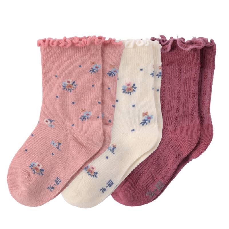 3 Paar Baby Socken mit Blumen-Motiv von Topomini