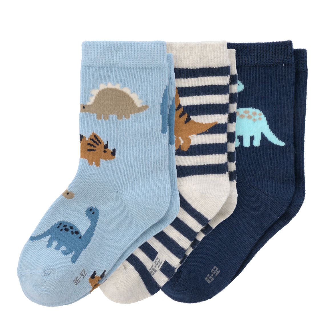 3 Paar Baby Socken mit Dino-Motiven 3 Paar Baby Socken mit Dino-Motiven von Topomini