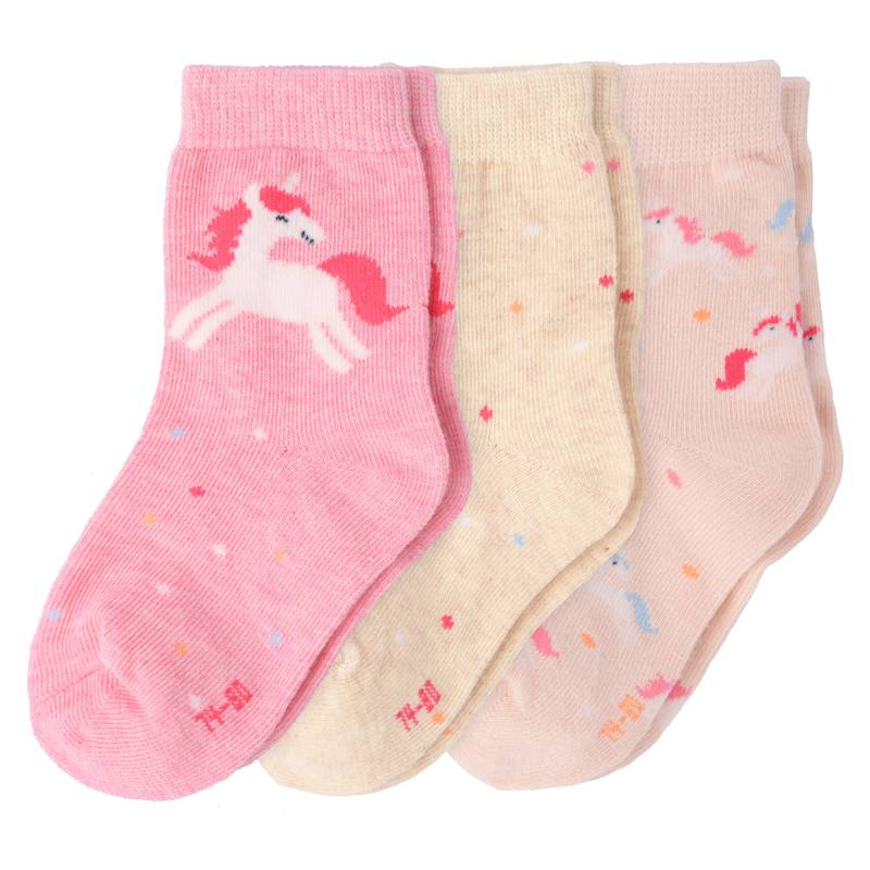 3 Paar Baby Socken mit Einhörnern und Punkten von Topomini