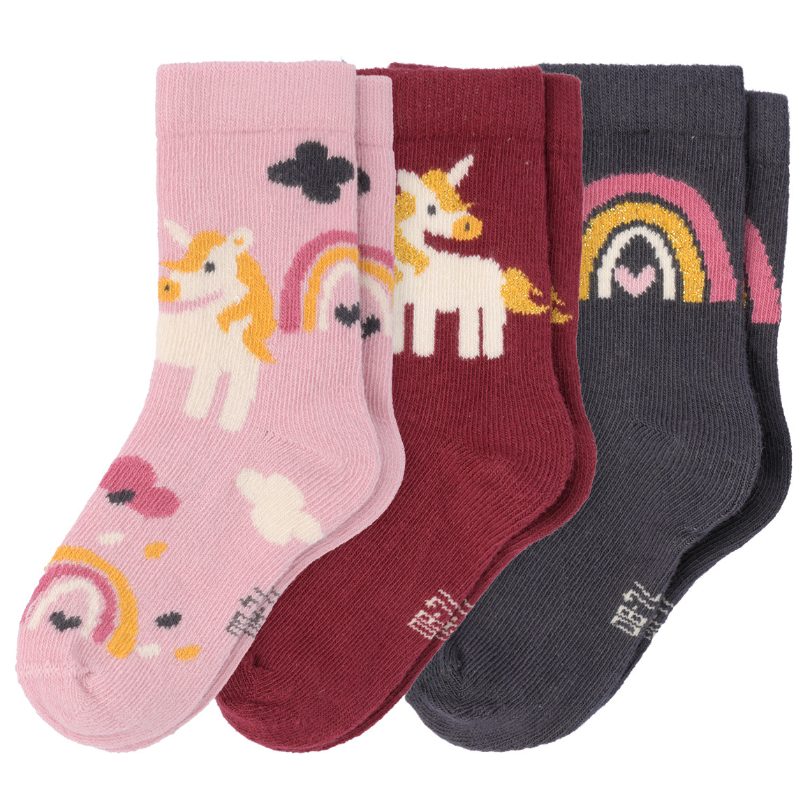 3 Paar Baby Socken mit Einhorn-Motiven von Topomini