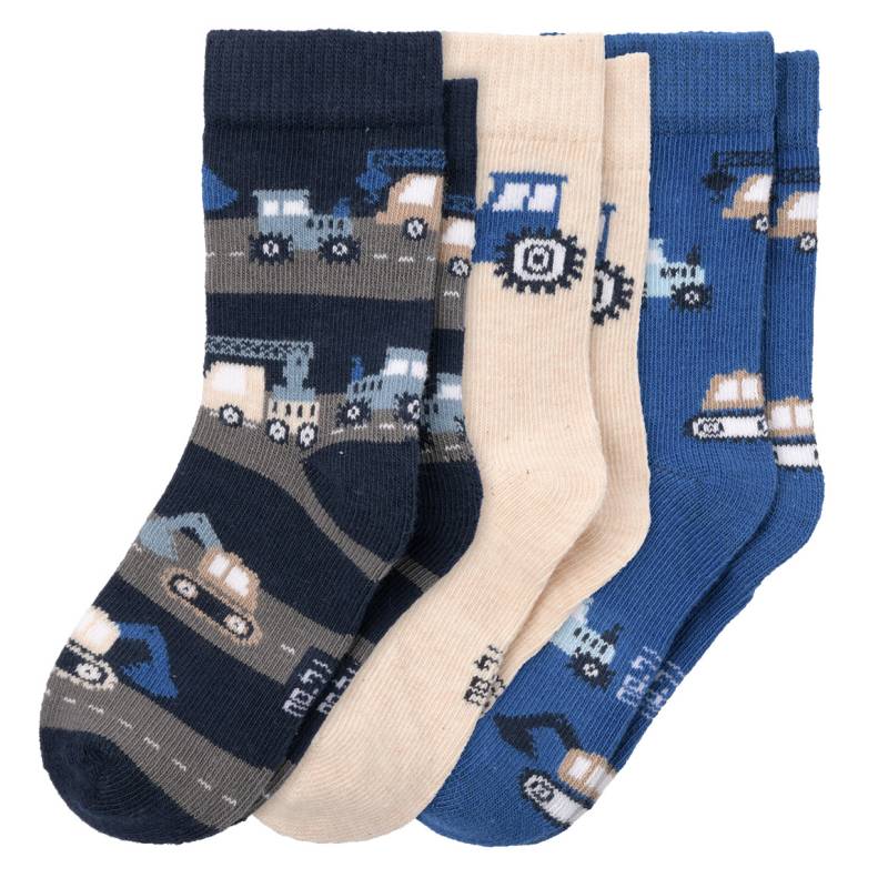 3 Paar Baby Socken mit Fahrzeugen von Topomini