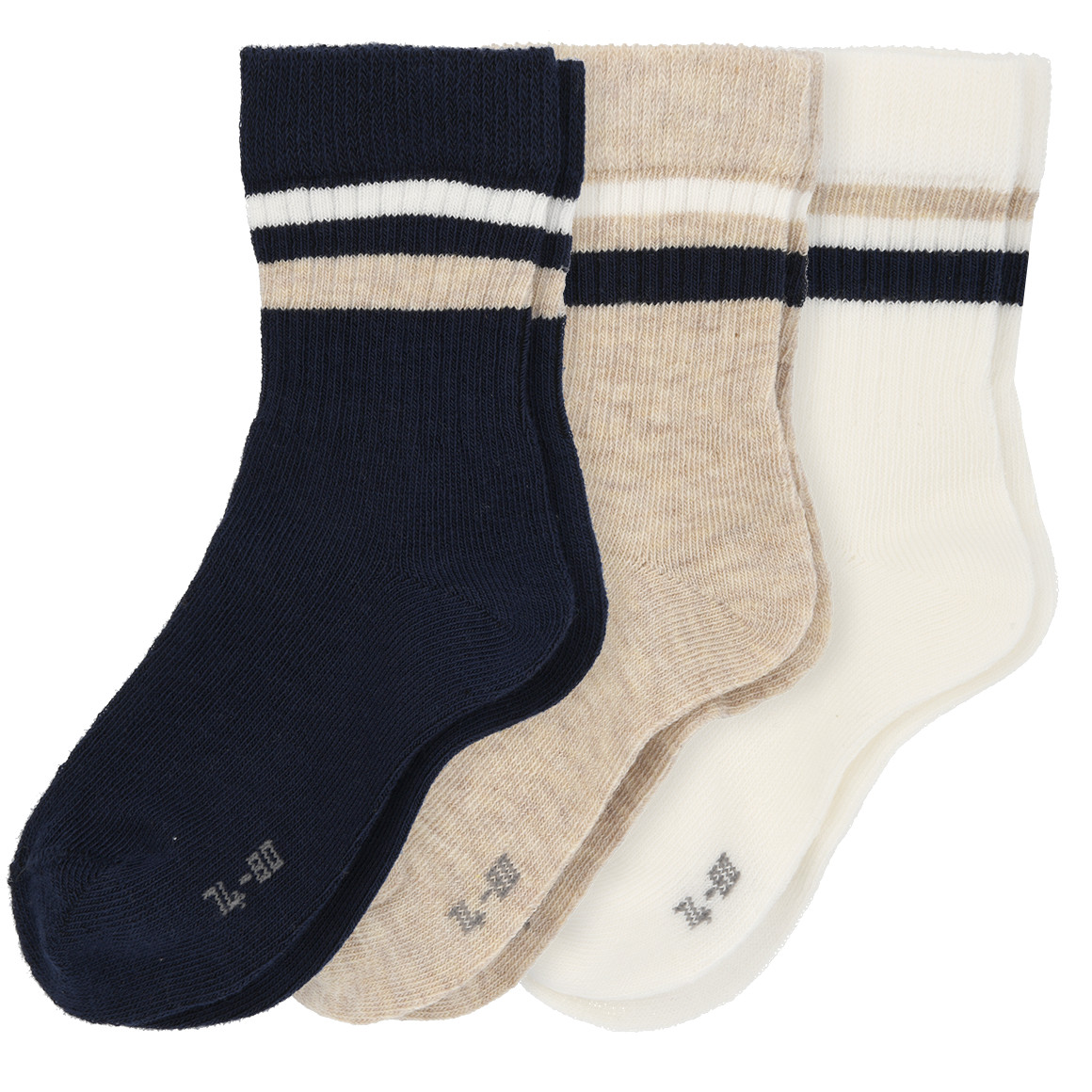 3 Paar Baby Socken mit Rippbündchen 3 Paar Baby Socken mit Rippbündchen von Topomini