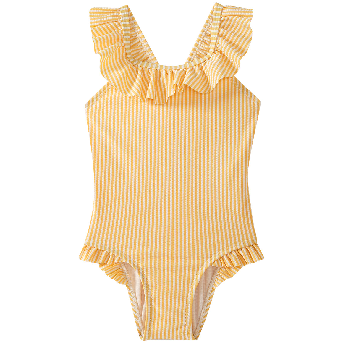 Baby Badeanzug mit Seersucker-Streifen Baby Badeanzug mit Seersucker-Streifen von Topomini