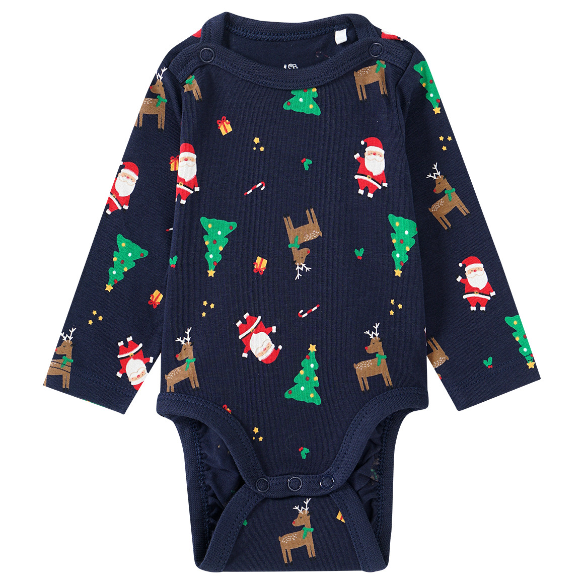 Baby Langarmbody mit Weihnachtsmotiven von Topomini