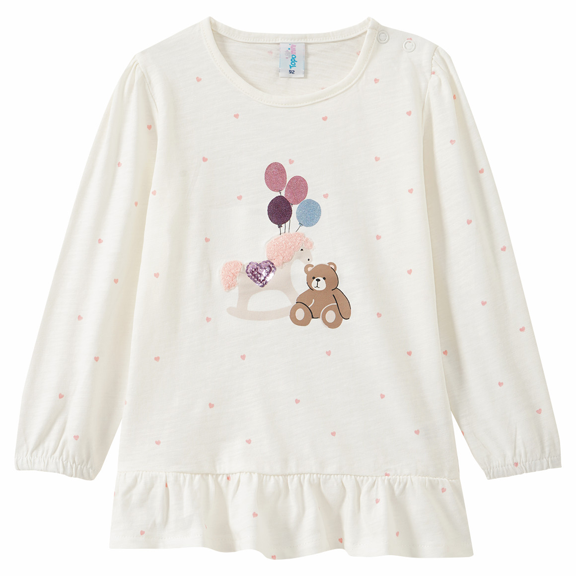 Baby Langarmshirt mit Pferde-Motiv Baby Langarmshirt mit Pferde-Motiv von Topomini