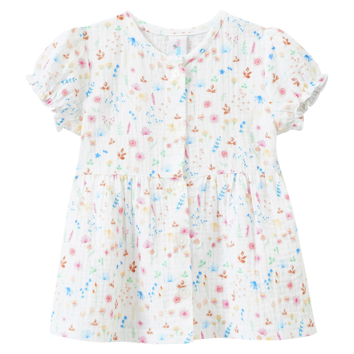 Baby Musselin-Bluse mit bunten Blumen Baby Musselin-Bluse mit bunten Blumen von Topomini