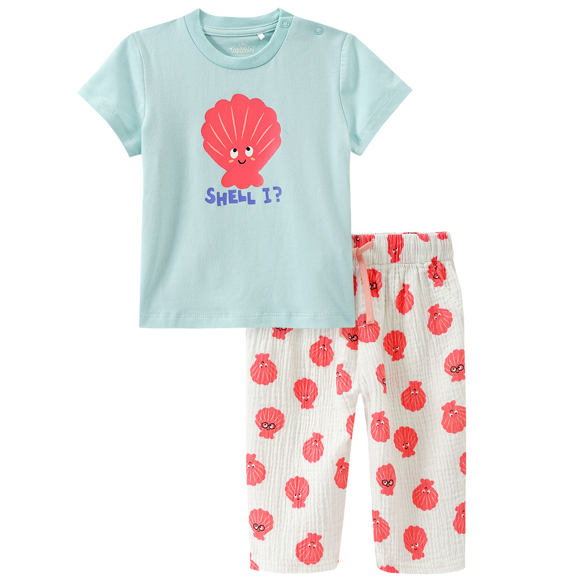 Baby Set aus T-Shirt und Musselin-Hose Baby Set aus T-Shirt und Musselin-Hose von Topomini