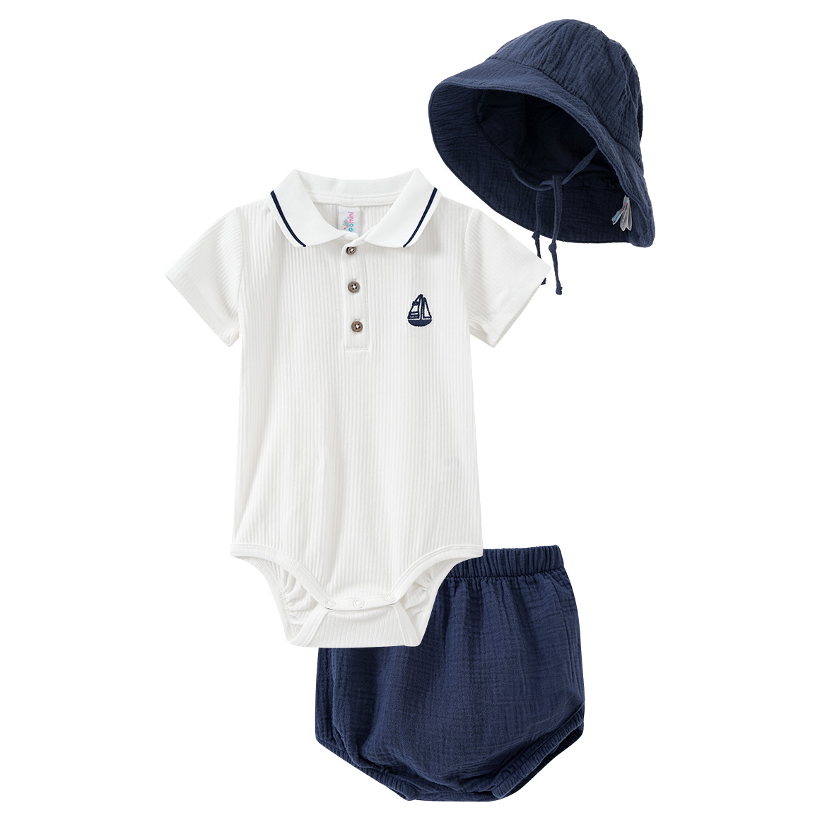 Baby Set mit Body, Shorts und Mütze Baby Set mit Body, Shorts und Mütze von Topomini