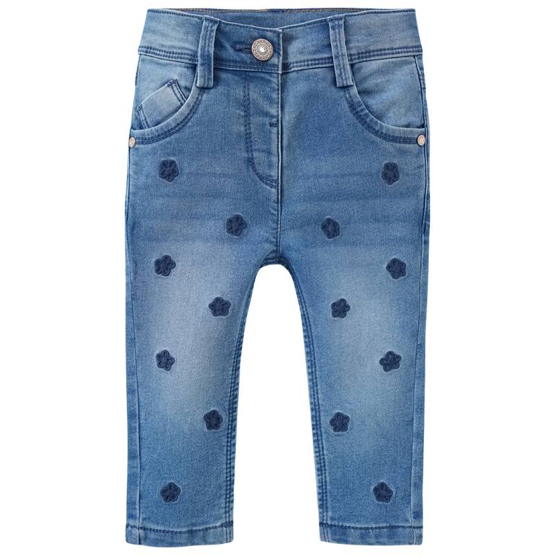 Baby Slim-Jeans mit Blumen-Stickerei von Topomini