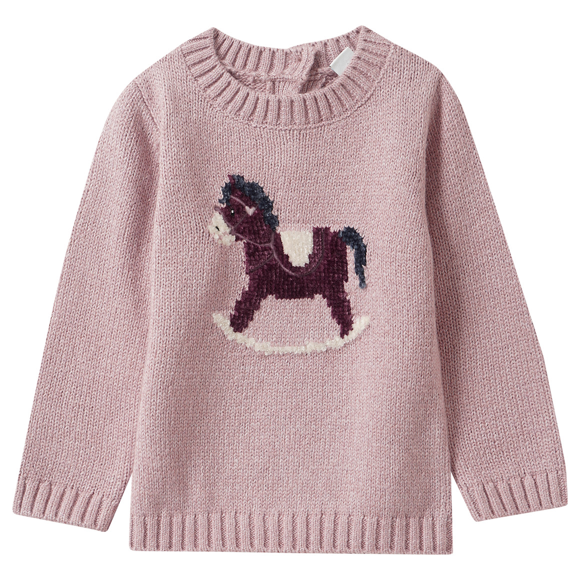 Baby Strickpullover mit Schaukelpferd-Motiv Baby Strickpullover mit Schaukelpferd-Motiv von Topomini