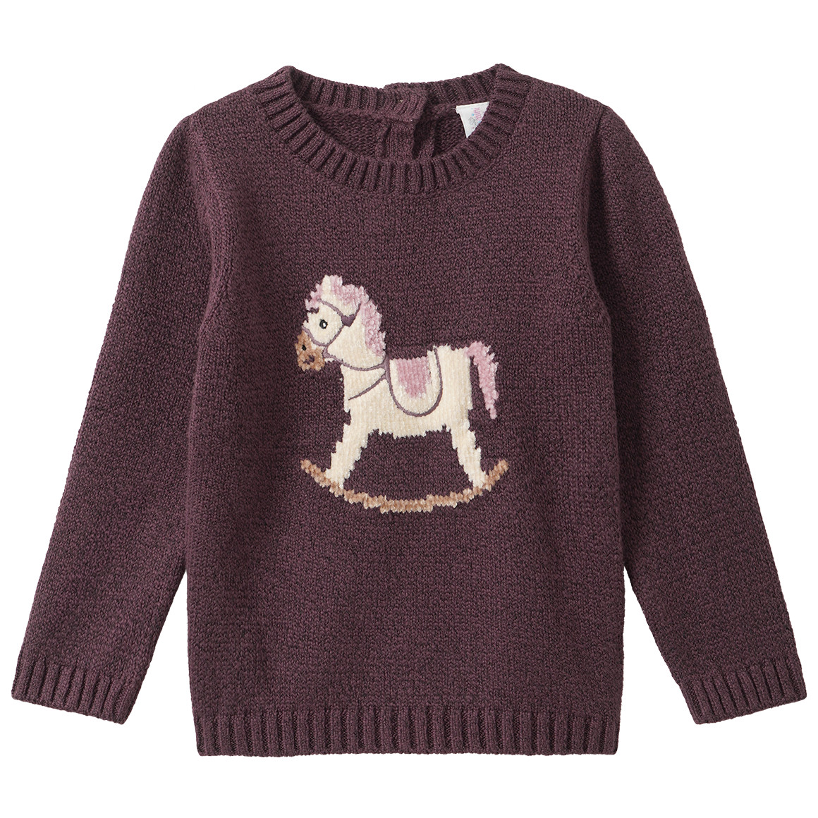 Baby Strickpullover mit Schaukelpferd-Motiv Baby Strickpullover mit Schaukelpferd-Motiv von Topomini
