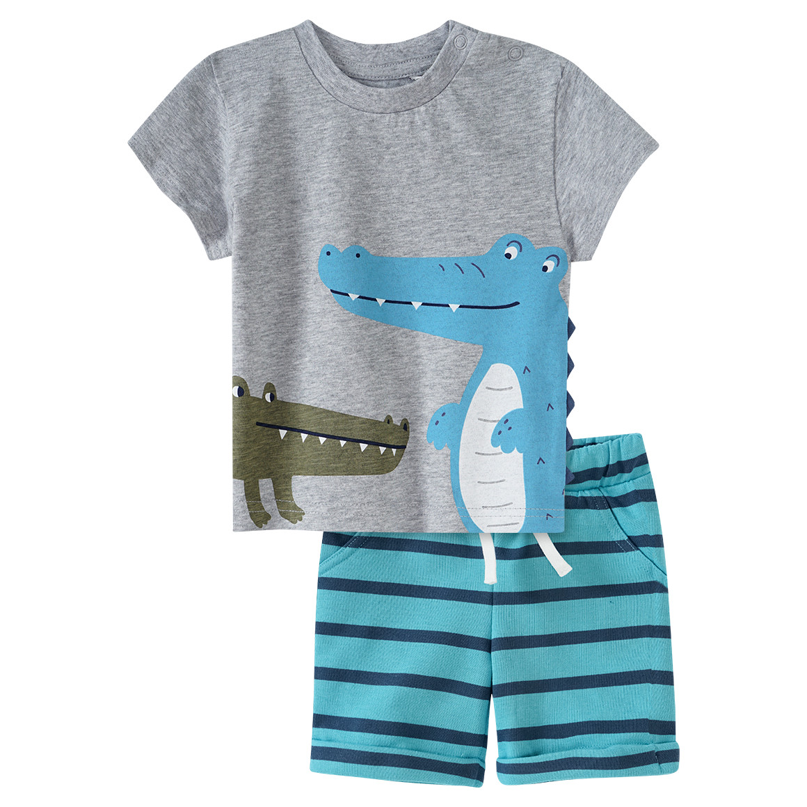 Baby T-Shirt und Shorts mit Krokodil-Motiv von Topomini