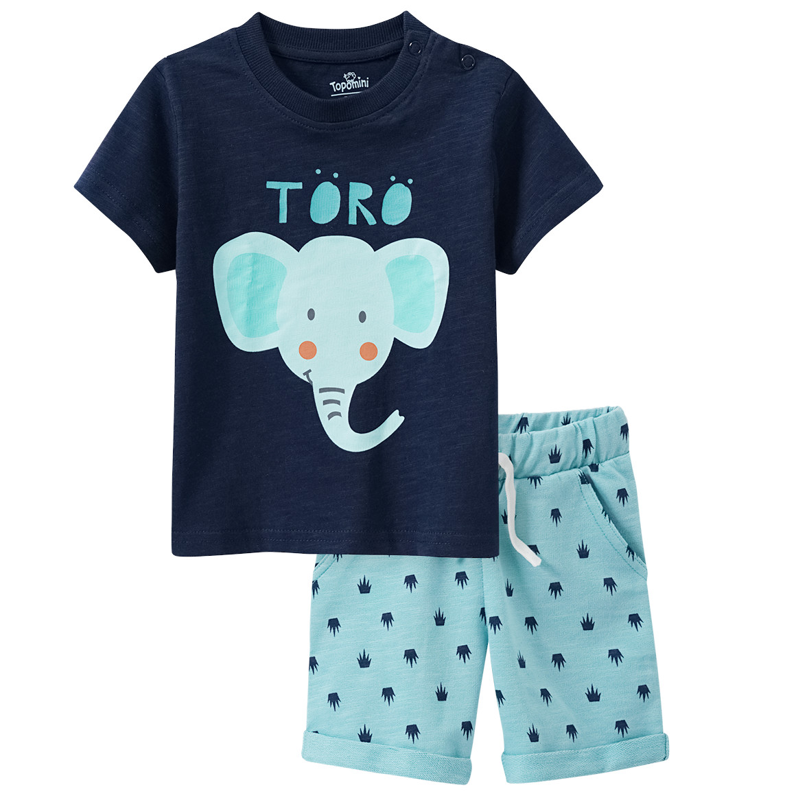 Baby T-Shirt und Shorts mit tierischem Motiv von Topomini