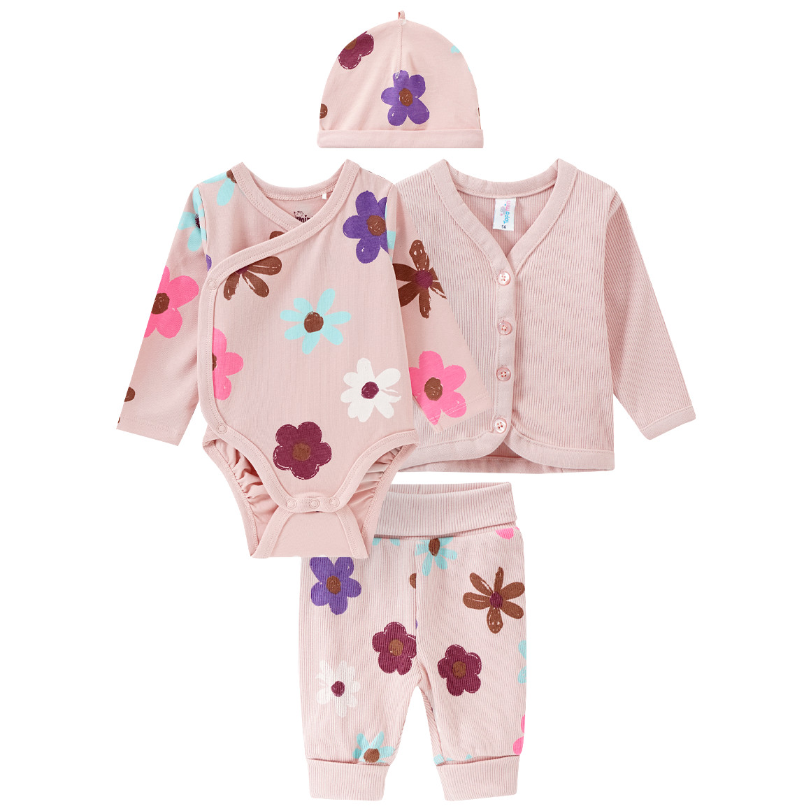 Newborn Jacke, Hose, Body und Mütze im Set von Topomini