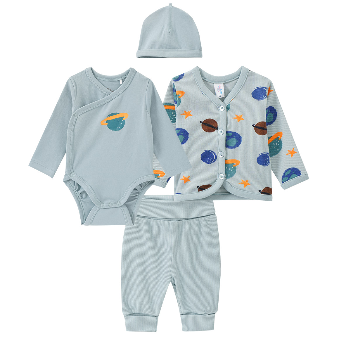 Newborn Jacke, Hose, Body und Mütze im Set von Topomini