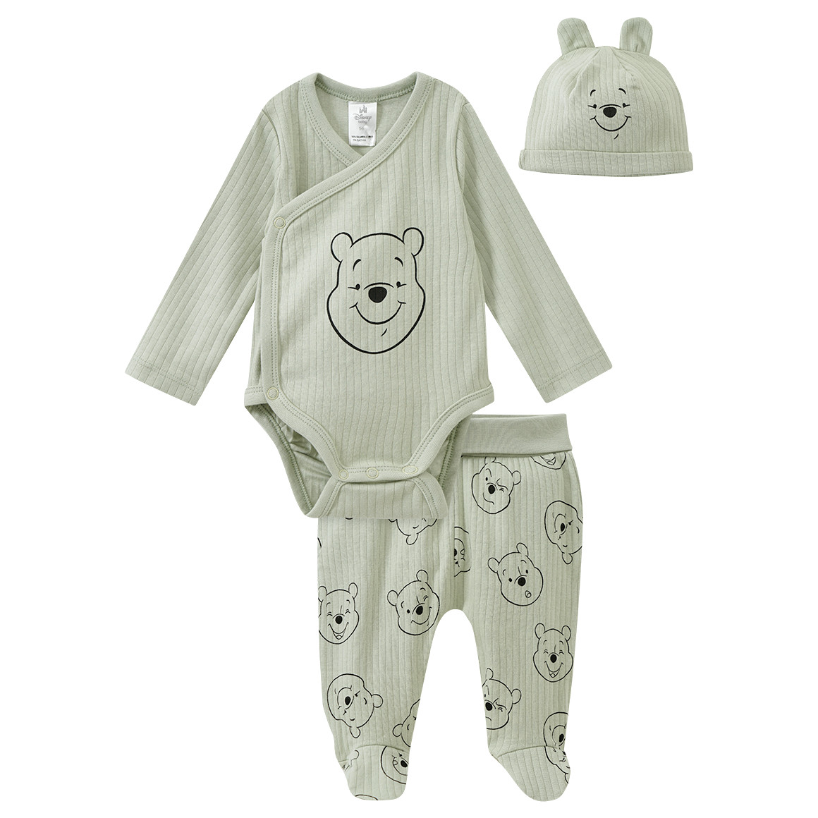 Winnie Puuh Wickelbody, Leggings und Mütze von Topomini