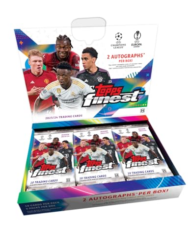 2023/24 Topps UEFA Vereinswettbewerbe Topps Finest Soccer Hobby Sammelkartenbox mit 2 Autogrammen von Topps