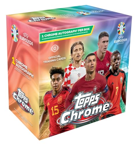 2023-24 Topps Chrom-UEFA-Euro-Fußball-Hobby-Box, 1 Chrom-Autogramm pro Box von Topps