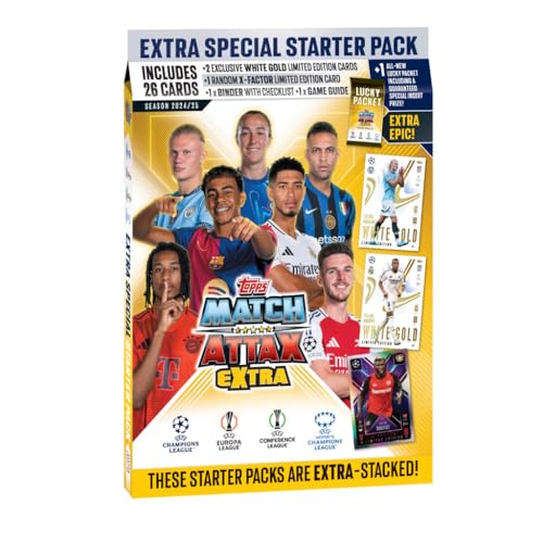 2024-25 Topps MATCH Attax Extra Champions League Karten - Starterpaket (Album, 29 Karten + 3 LE) von Topps