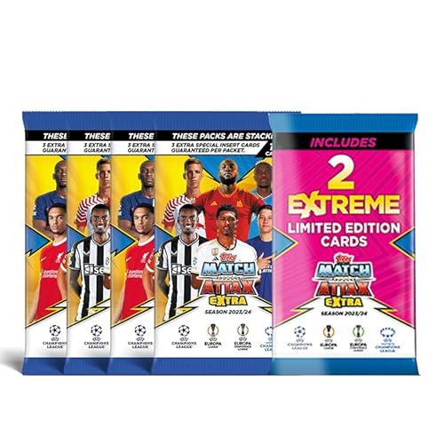 Match Attax Extra 2024 - Eco Mega Multipack (Reduced Packaging Version) - 48 Match Attax Karten (4 Pakete) plus 2 zufällige Extreme Limited Edition Karten von Topps