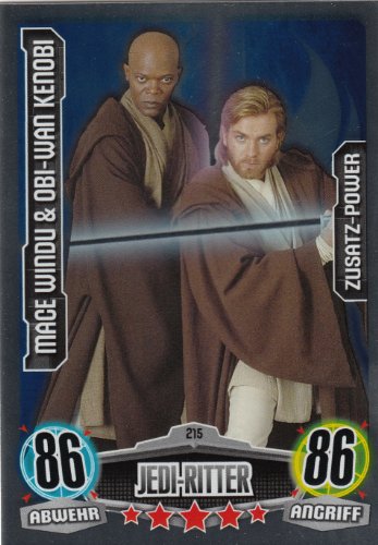 Star Wars Force Attax Movie Cards Einzelkarte 215 Mace Windu und Obi-Wan Kenobi Zusatz-Power deutsch von Topps