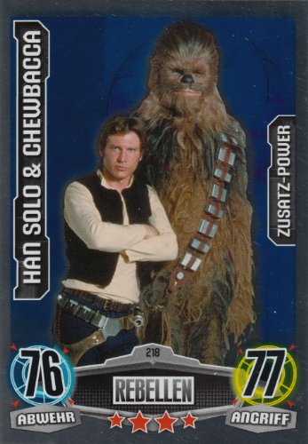 Star Wars Force Attax Movie Cards Einzelkarte 218 Han Solo und Chewbacca Zusatz-Power deutsch von Topps