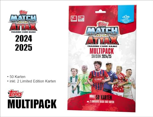 Topps Bundesliga Match Attax 24/25 - Multipack - enthält 50 Karten, darunter Zwei Limitierte Black Edge Karten von Topps