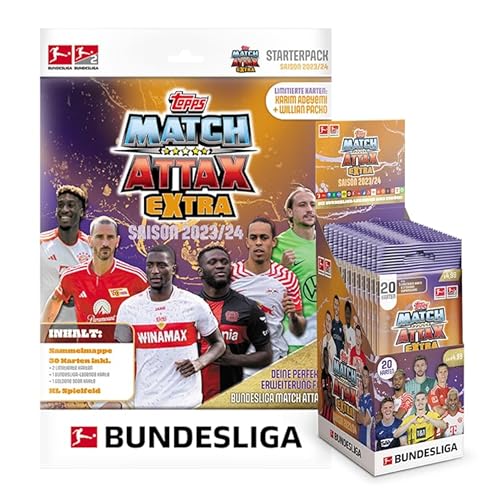 Topps Bundesliga Match Attax Extra 2024 - Starter Pack - enthält 30 Karten, darunter eine Bundesliga-Legende, eine Golden 90's Karte und 2 Limited Editions. von Topps