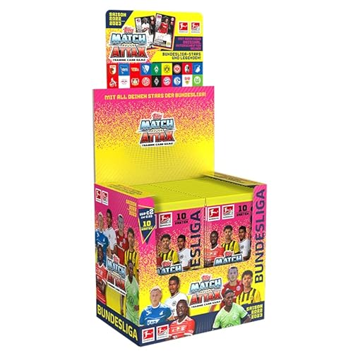 Topps Fußball-Sammelkarten 2022/23 - Bundesliga Match Attax Display Box mit 360 Karten, darunter 22 limitierte Karten und handsignierte Spieler- und Legendenkarten von Topps