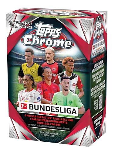 Topps Chrome Bundesliga Season 2024/25 Fussball Vorteilsbox - 7 Packungen pro Box - 4 Karten pro Packung Topps Chrome Bundesliga Season 2024/25 Fussball Vorteilsbox - 7 Packungen pro Box - 4 Karten pro Packung von Topps