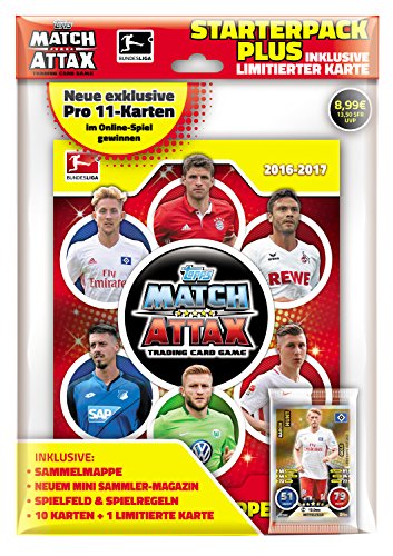 Topps D105600-DE - Match Attax Sammelkarten Starterpack Bundesligasaison 2016/17, Sammelmappe, Magazin, Spielfeld, 10 Karten und 1 Limitierte Karte von Topps