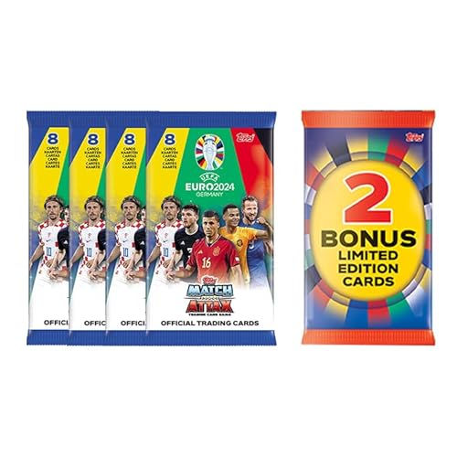 Topps Euro 2024 offizielles Match Attax Produkt - umweltfreundliches Mega Multipack (Version mit reduzierter Verpackung) - enthält 32 Euro 2024 Match Attax Karten plus 2 zufällige Karten in von Topps